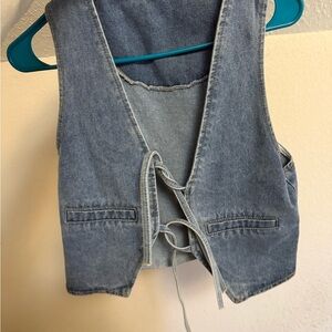 Denim Vest with Tie Back